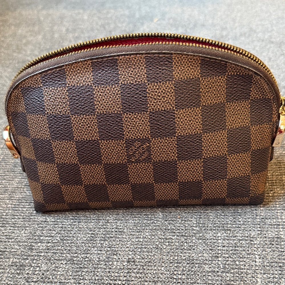 LV brown damier ebene cosmetic pouch